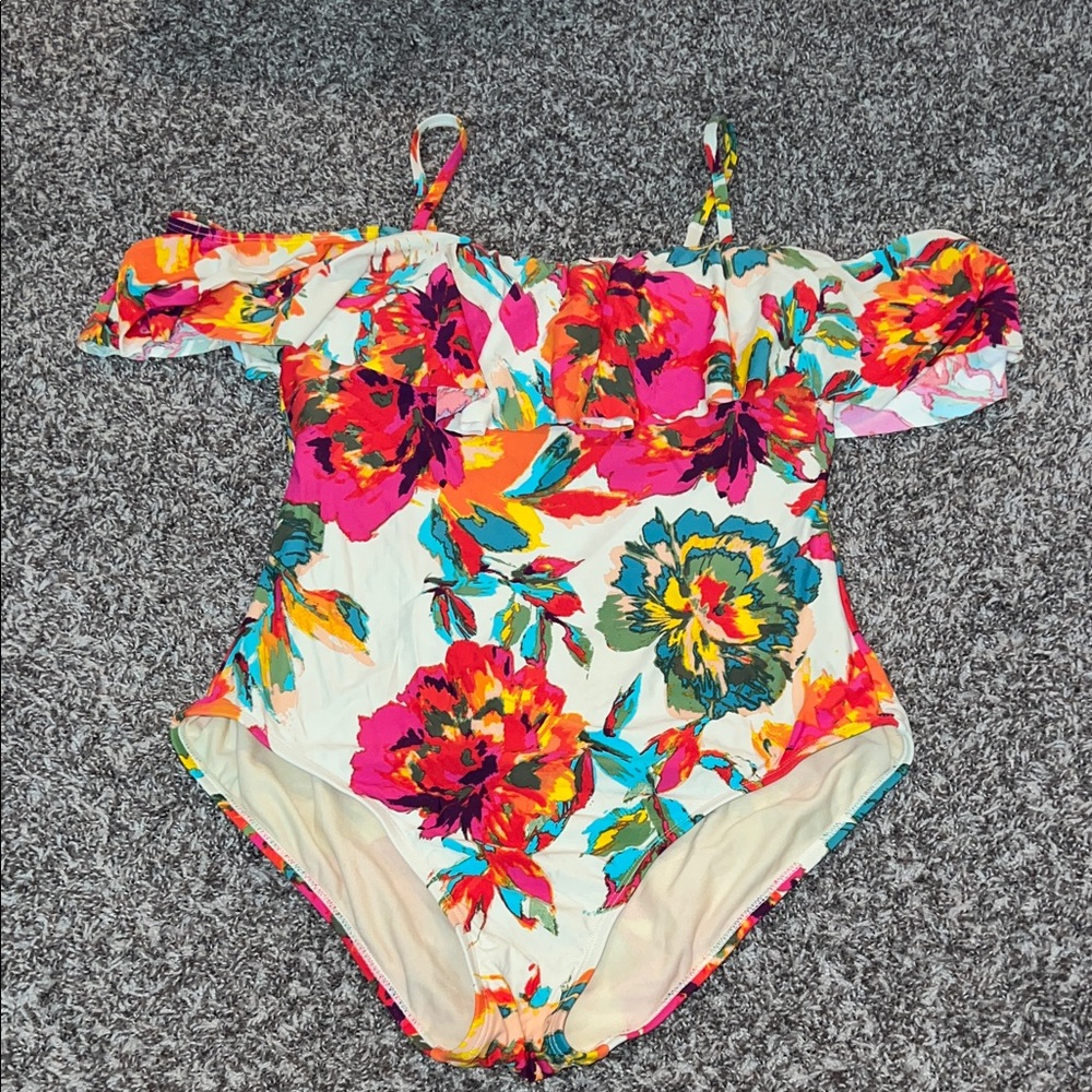 Floral Off-Shoulder One-Piece Swimsuit - Multi Floral
